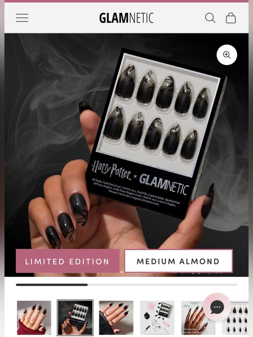 Glamnetic Harry Potter Limited Edition Medium Almond Press-On Nails - Dementor